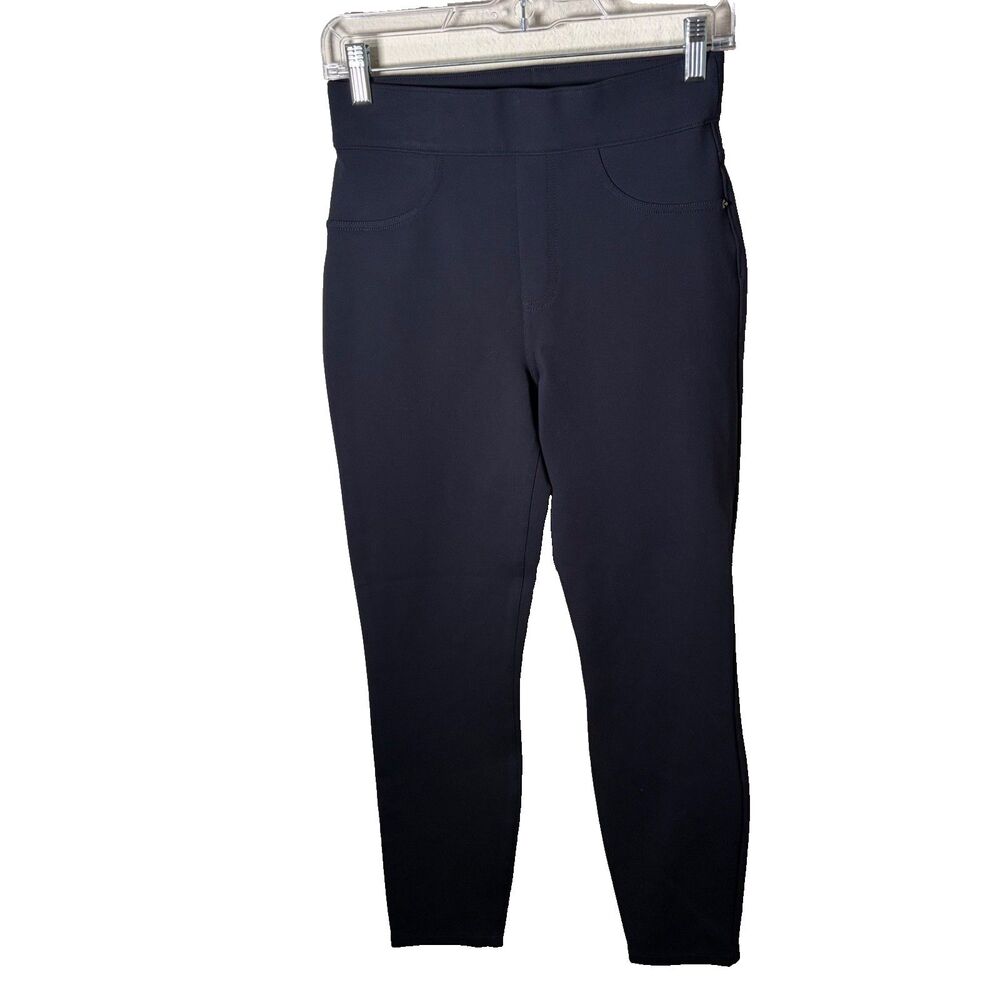 Spanx Trouser Pants Women's Medium Navy Blue Skinny Pull On Ankle Slim